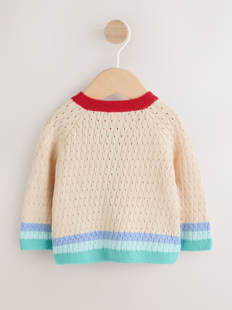 Natural Crochet Embroidered - Cardigan tricotat nautic pentru bebeluși (0luni-2ani) - Imaginea 2 din 8