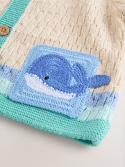 Natural Crochet Embroidered - Cardigan tricotat nautic pentru bebeluși (0luni-2ani) - Imaginea 3 din 8