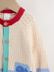 Natural Crochet Embroidered - Cardigan tricotat nautic pentru bebeluși (0luni-2ani) - Imaginea 4 din 8