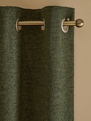 Green Olive Bouclé Super Thermal Eyelet Door Curtains - Image 3 of 5
