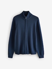 Navy Blue Collared Zip-Through Jumper - Image 1 of 1