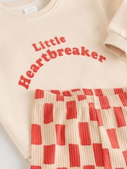 Neutral/Red Heartbreaker Sweatshirt and Leggings Baby Set (0mths-2yrs) - Image 10 of 14