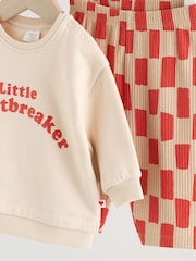 Neutral/Red Heartbreaker Sweatshirt and Leggings Baby Set (0mths-2yrs) - Image 12 of 14