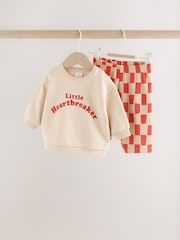 Neutral/Red Heartbreaker Sweatshirt and Leggings Baby Set (0mths-2yrs) - Image 4 of 14