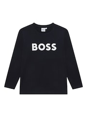 BOSS Blue Logo Crew Neck Long Sleeve Sweatshirt - Image 1 of 1