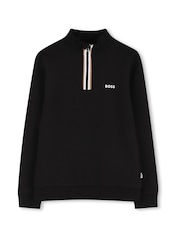 BOSS Black Logo Quarter Zip Sweatshirt - Image 1 of 3