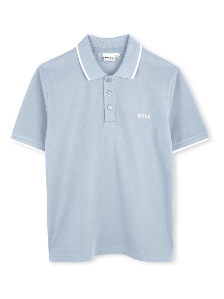 BOSS Blue Logo Short Sleeve Polo Shirt - Image 1 of 3 BOSS Blue Logo Short Sleeve Polo Shirt - Image 1 of 3