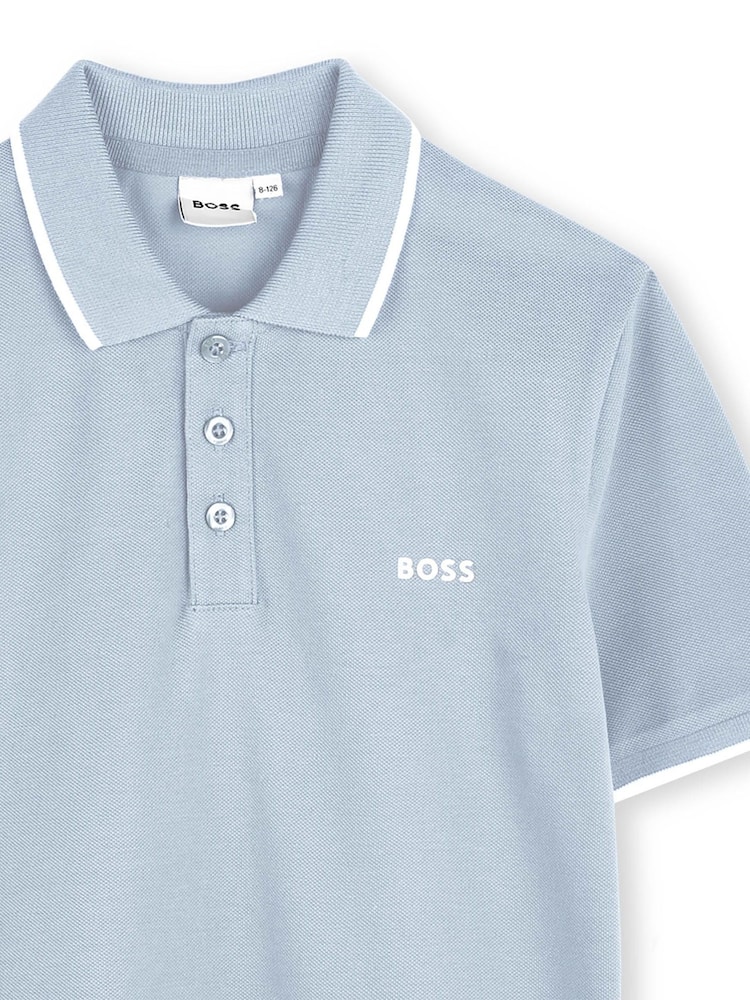 BOSS Blue Logo Short Sleeve Polo Shirt - Image 3 of 3 BOSS Blue Logo Short Sleeve Polo Shirt - Image 3 of 3