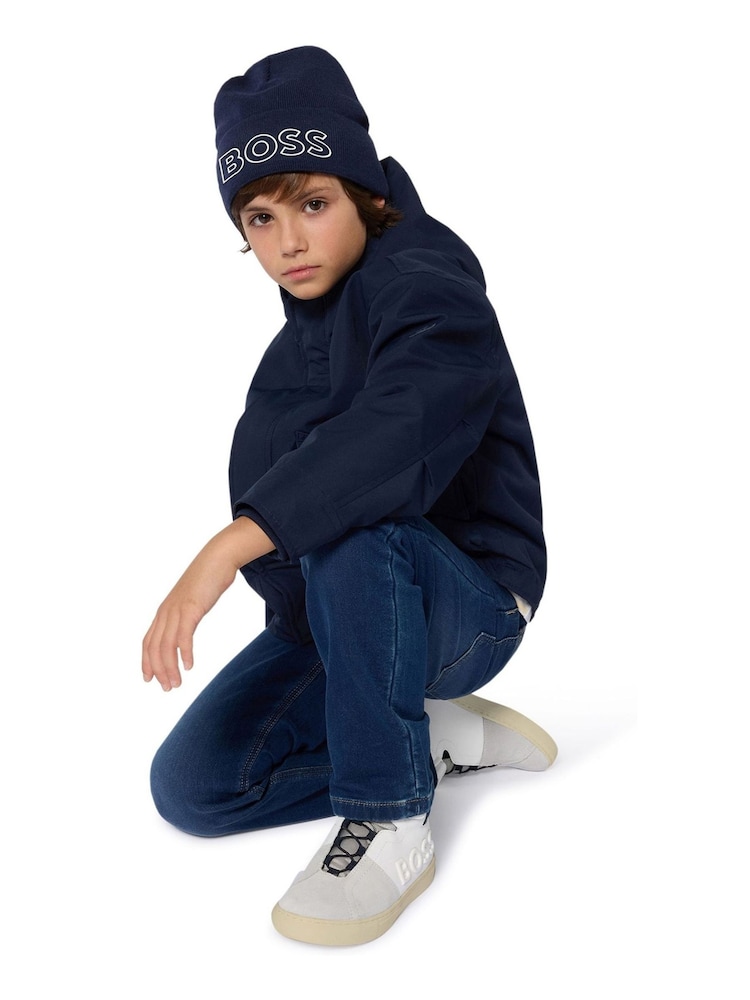 BOSS Blue Logo Zip front Hooded Jacket - Image 2 of 5 BOSS Blue Logo Zip front Hooded Jacket - Image 2 of 5