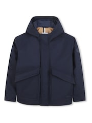 BOSS Blue Logo Zip front Hooded Jacket - Image 3 of 5