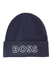 BOSS Blue Logo Beanie Hat - Image 1 of 4