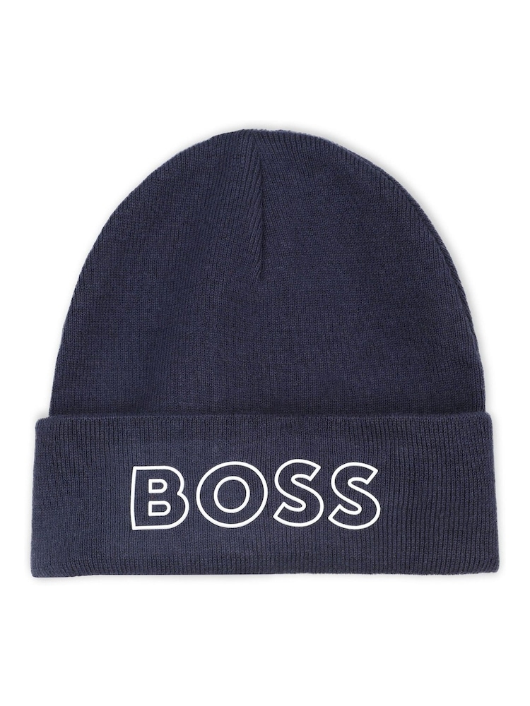 BOSS Blue Logo Beanie Hat - Image 1 of 4