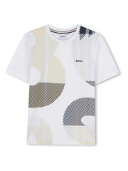 BOSS White Logo Graphic Short Sleeve T-Shirt - Image 1 of 4