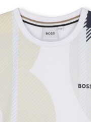 BOSS White Logo Graphic Short Sleeve T-Shirt - Image 3 of 4