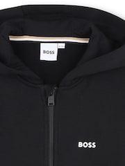 BOSS Black Logo Colourblock Zip Up Front Pocket Hoodie - Image 3 of 3