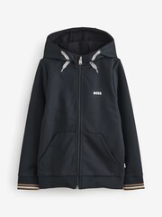 BOSS Black Logo Zip Up Front Pocket Hoodie - Image 1 of 1