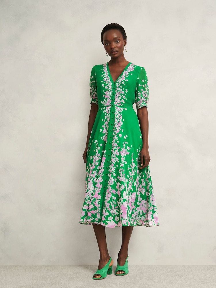 Hobbs Green Petite Ana Silk Dress - Image 1 of 4