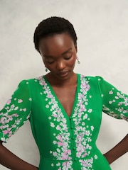 Hobbs Green Petite Ana Silk Dress - Image 3 of 4