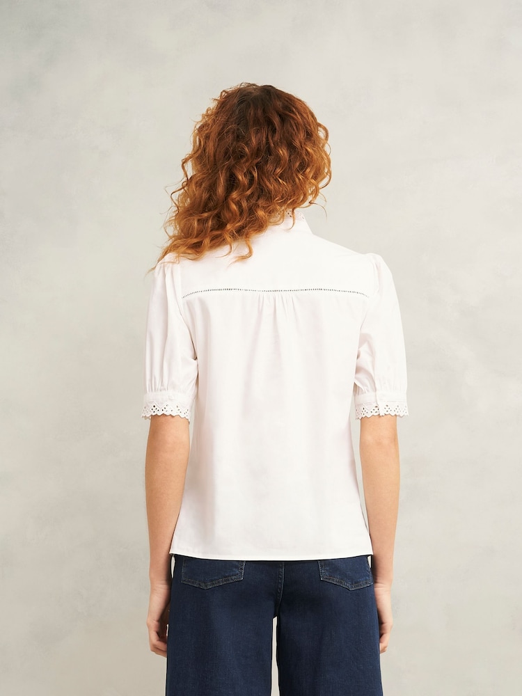 Hobbs White Karis 100% Cotton Blouse - Image 2 of 4