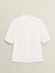 Hobbs White Karis 100% Cotton Blouse - Image 4 of 4