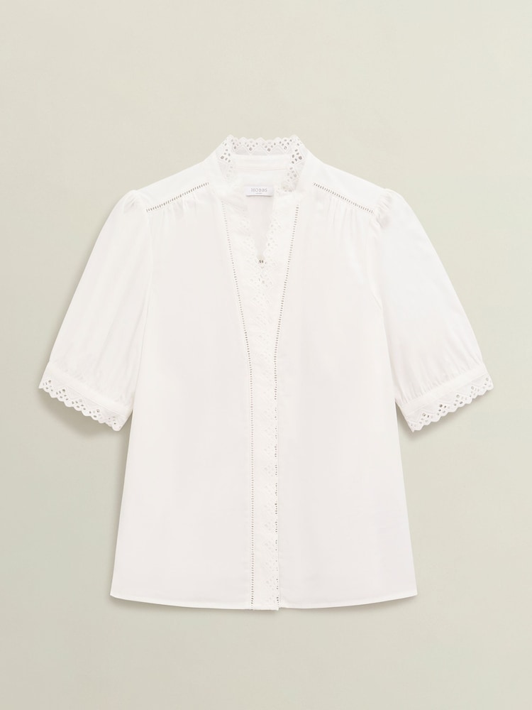 Hobbs White Karis 100% Cotton Blouse - Image 4 of 4 Hobbs White Karis 100% Cotton Blouse - Image 4 of 4