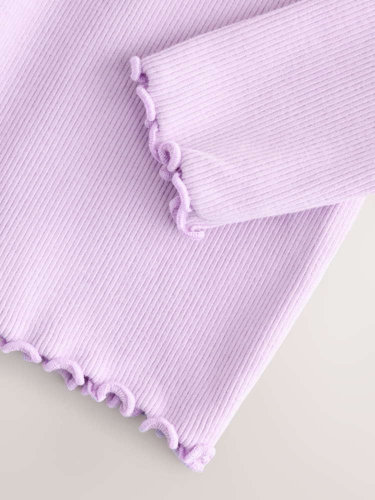 Lilac Purple Rib Long Sleeve T-Shirt (3mths-7yrs) - Image 8 of 8
