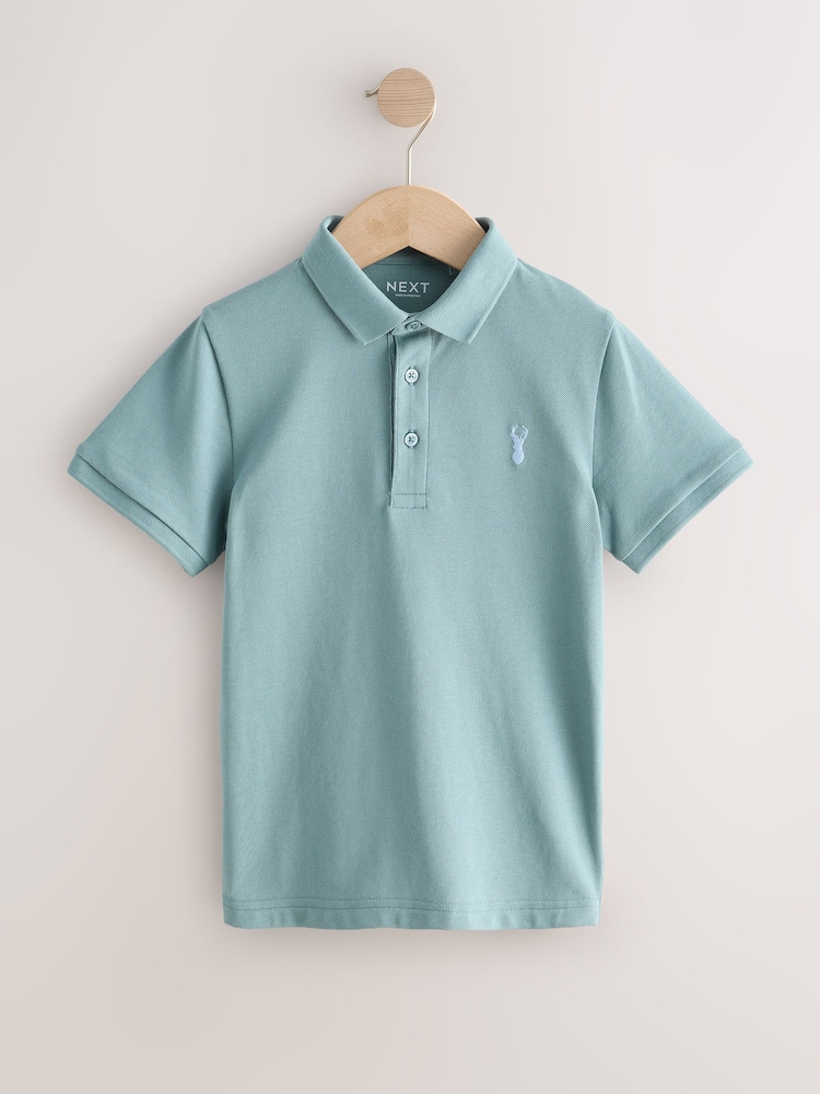 Light Blue/Navy/Mineral Short Sleeve Polo Shirts 3 Pack (3-16yrs) - Image 2 of 7