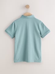 Light Blue/Navy/Mineral Short Sleeve Polo Shirts 3 Pack (3-16yrs) - Image 3 of 7