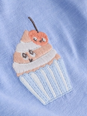 Blue Cupcake Short Sleeve Embroidered T-Shirt (3mths-7yrs) - Image 8 of 8