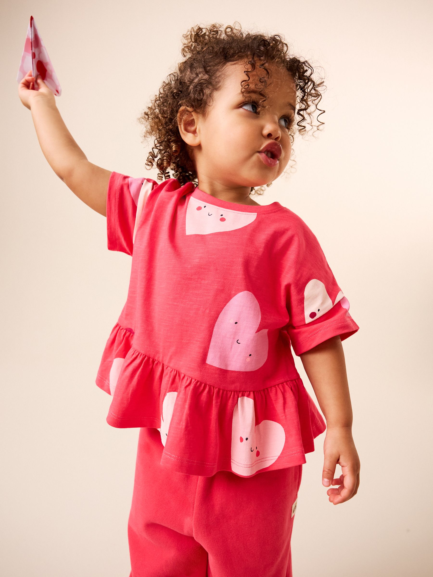 Buy Red Heart Short Sleeve Peplum T-Shirt (3mths-7yrs) from the