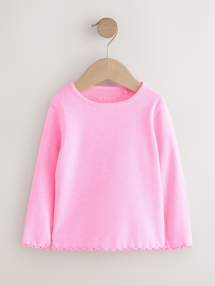 Pink Rib Long Sleeve T-Shirt (3mths-7yrs) - Image 1 of 4