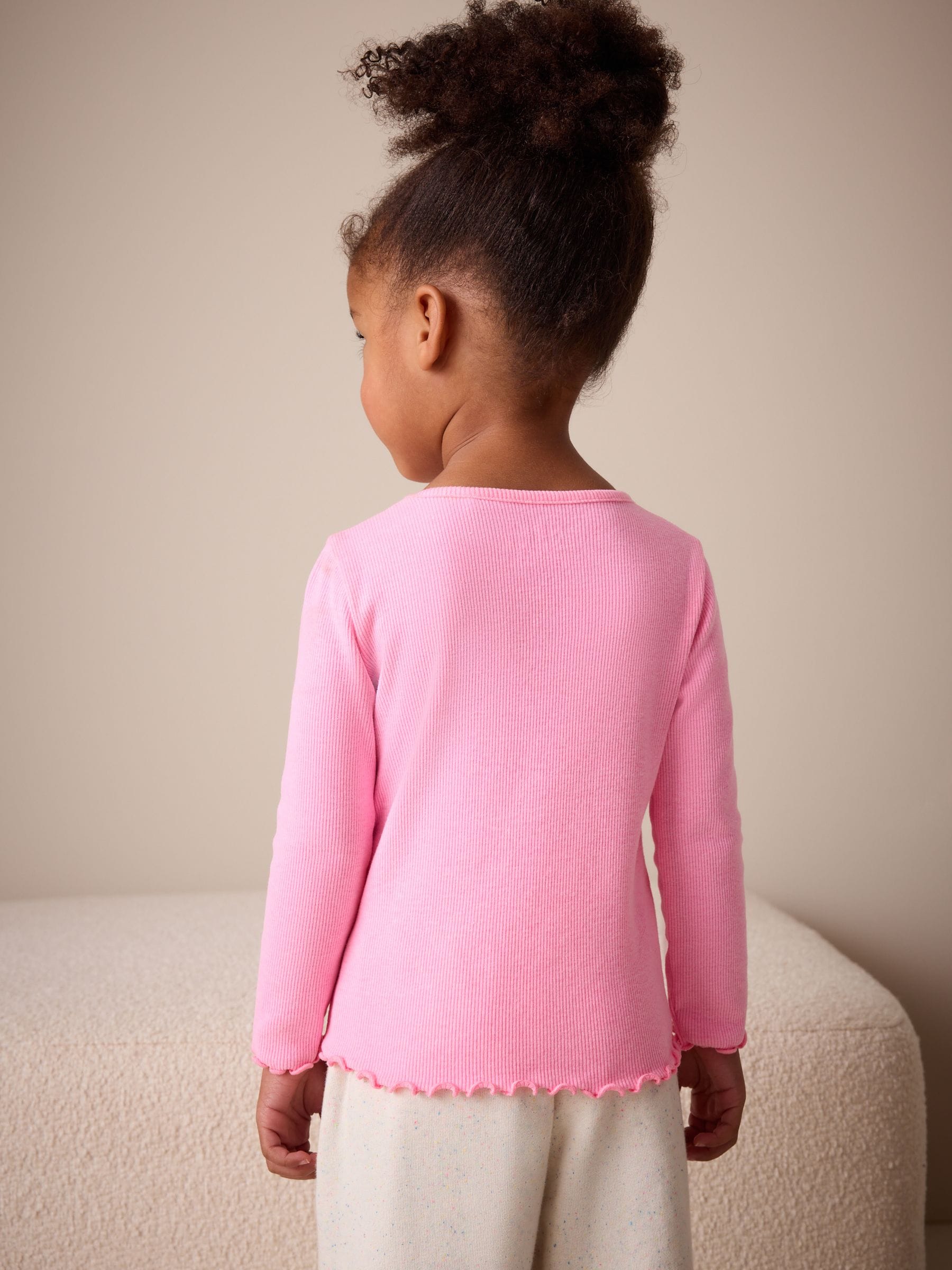 Buy Pink Rib Long Sleeve T-Shirt (3mths-7yrs) from Next USA