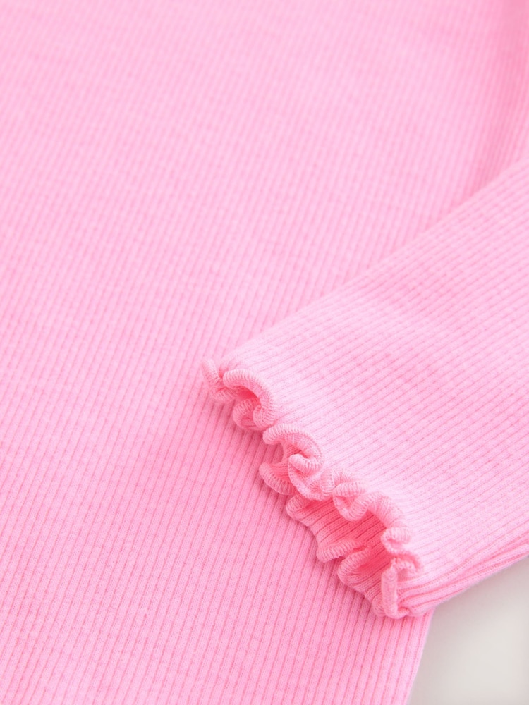Pink Rib Long Sleeve T-Shirt (3mths-7yrs) - Image 4 of 4