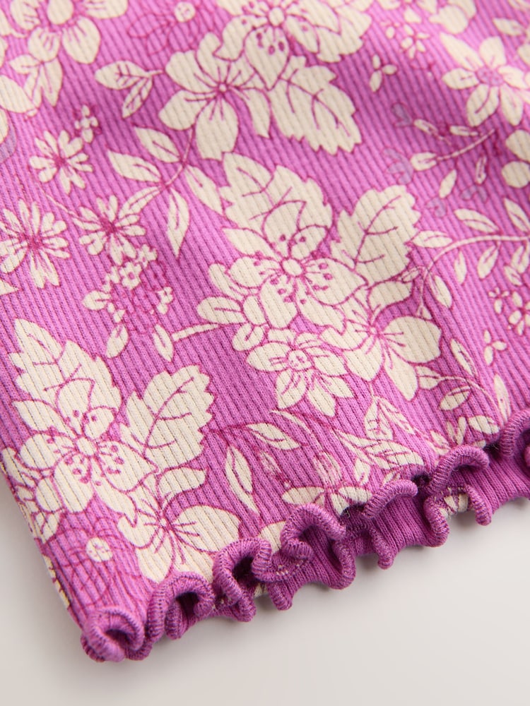 Púrpura floral - Short Sleeve Rib T-Shirt (3mths-7yrs) - Imagen 7 de 7