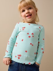 Blue Strawberry Rib Long Sleeve T-Shirt (3mths-7yrs) - Image 4 of 6