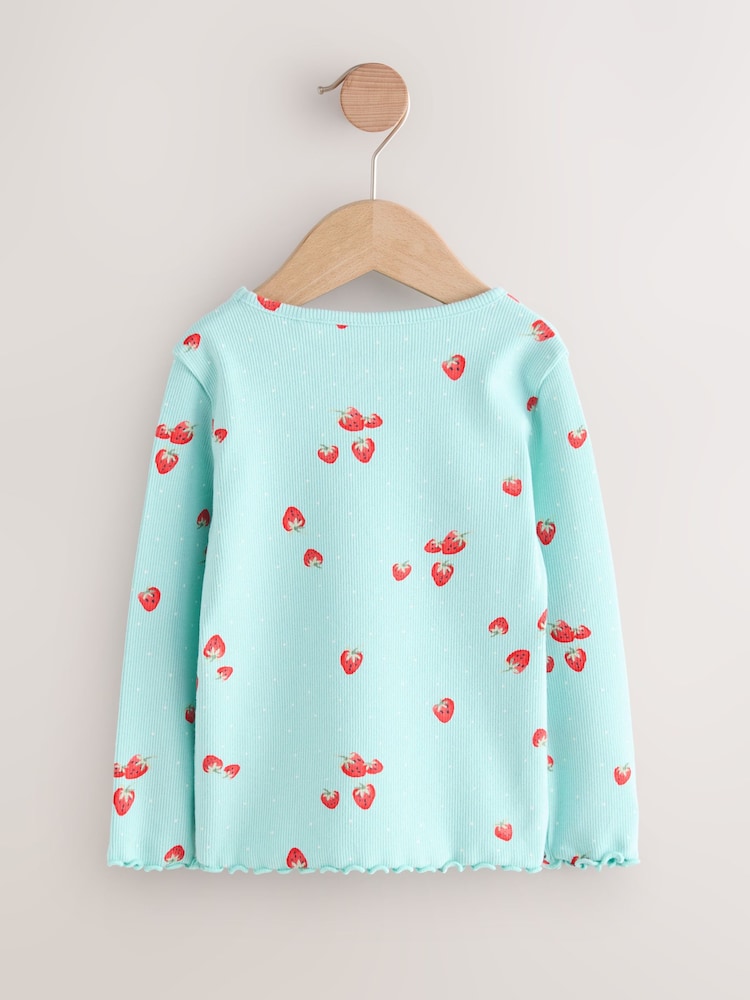 Blue Strawberry Rib Long Sleeve T-Shirt (3mths-7yrs) - Image 6 of 6