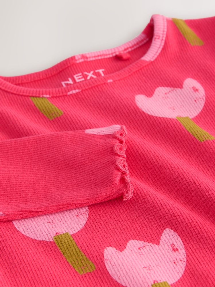 Pink/Red Flower Rib Long Sleeve T-Shirt (3mths-7yrs) - Image 7 of 7 Pink/Red Flower Rib Long Sleeve T-Shirt (3mths-7yrs) - Image 7 of 7