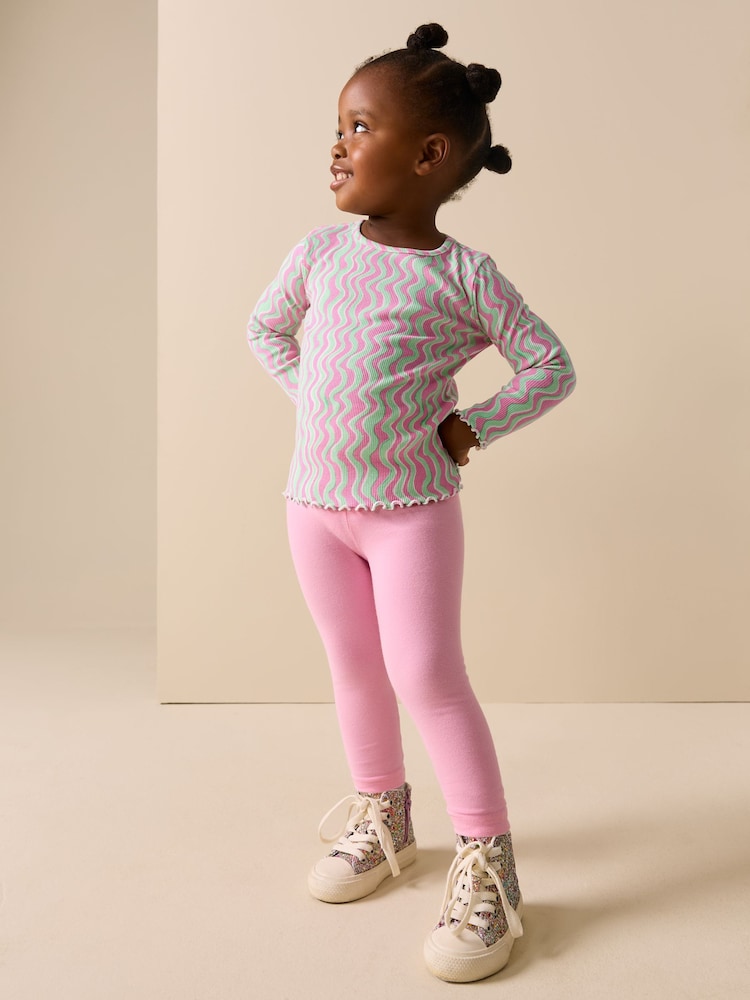 Pink/Green Rib Long Sleeve T-Shirt (3mths-7yrs) - Image 2 of 8