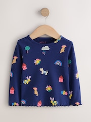 Navy Cats & Dogs Rib Long Sleeve T-Shirt (3mths-7yrs) - Image 4 of 7