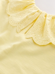 Yellow Short Sleeve Broderie Collar Top (3mths-7yrs) - Image 7 of 7