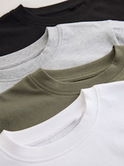 Black/White/Grey/Khaki Regular Fit Short Sleeves T-Shirts 4 Pack (3-16yrs) - Image 7 of 8