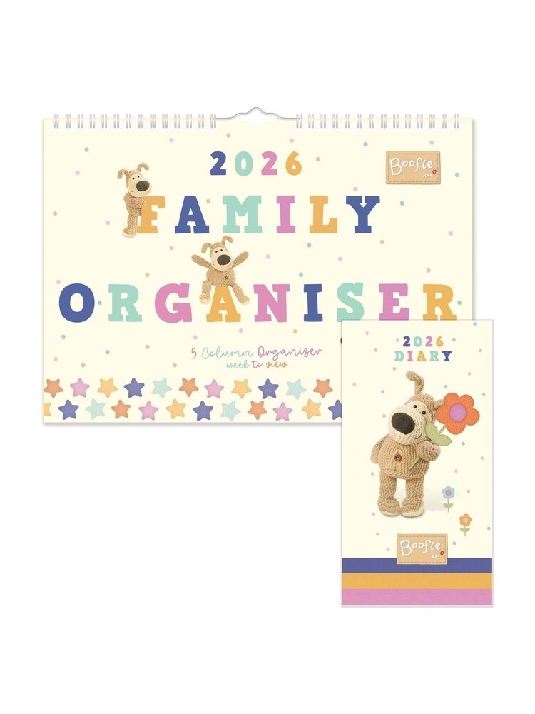 Portico Designs 2026 Boofle A4 Family Wall Calendar & Slim Diary Set - Image 1 of 6