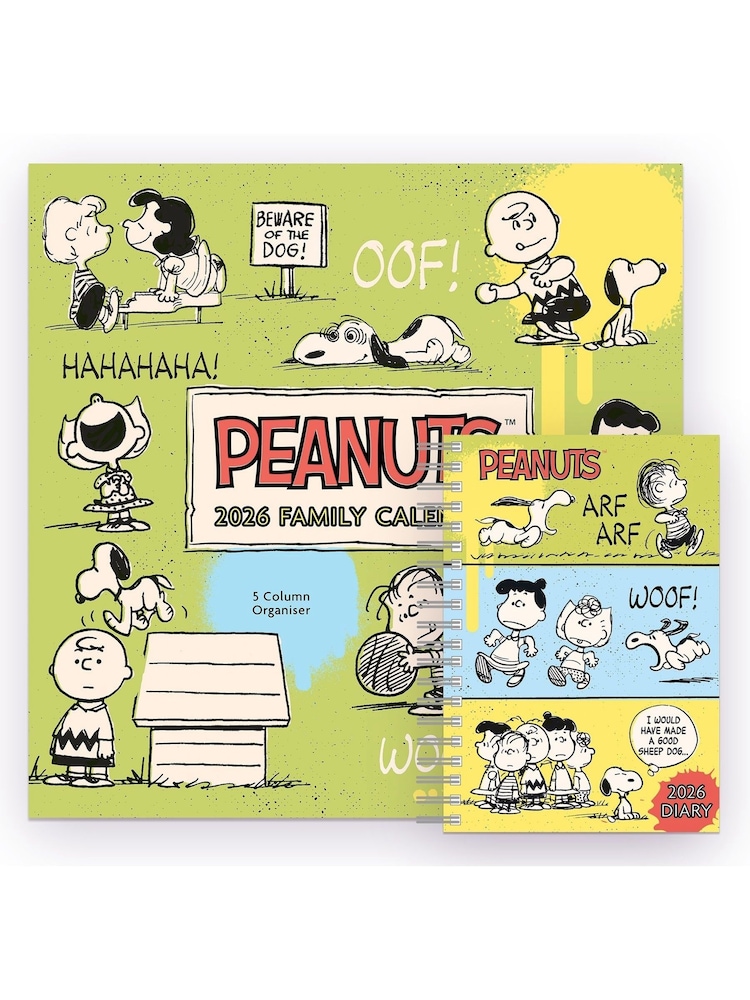 Portico Designs 2026 Peanuts Square Family Calendar  A5 Wiro Diary Set - Image 1 of 6