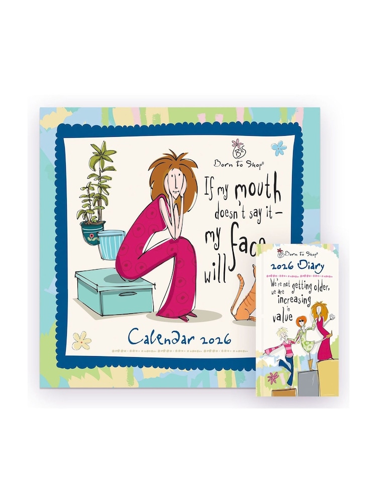 Portico Designs 2026 Born to Shop Square Calendar & Slim Diary Set - Image 1 of 6