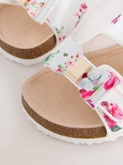 Baker by Ted Baker Natural Raffia Double Buckle Footbed Sandals - Image 4 of 5