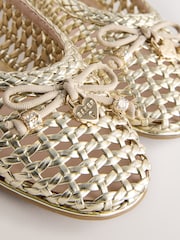 Baker by Ted Baker Woven Gold Mary Jane Shoes - Image 3 of 5