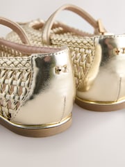 Baker by Ted Baker Woven Gold Mary Jane Shoes - Image 4 of 5