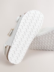 Baker by Ted Baker Double Buckle Pearl Footbed White Embossed Sandals - Imaginea 5 din 5