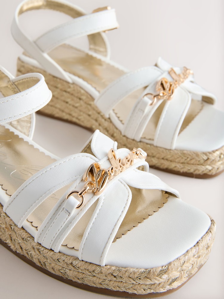 Baker by Ted Baker Occasion Heeled Wedge White Sandals - Image 2 of 4