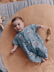 Blue Denim Rabbit Print Short Sleeve Baby Romper (0mths-3yrs) - Image 1 of 12